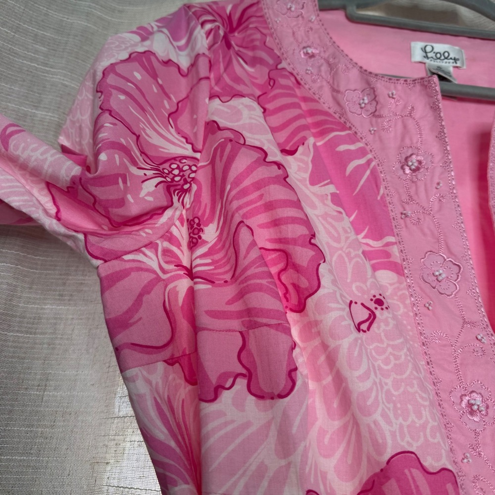 Lilly Pulitzer Pink Floral Midi Dress - 100% Cotton - Picture 5 of 11